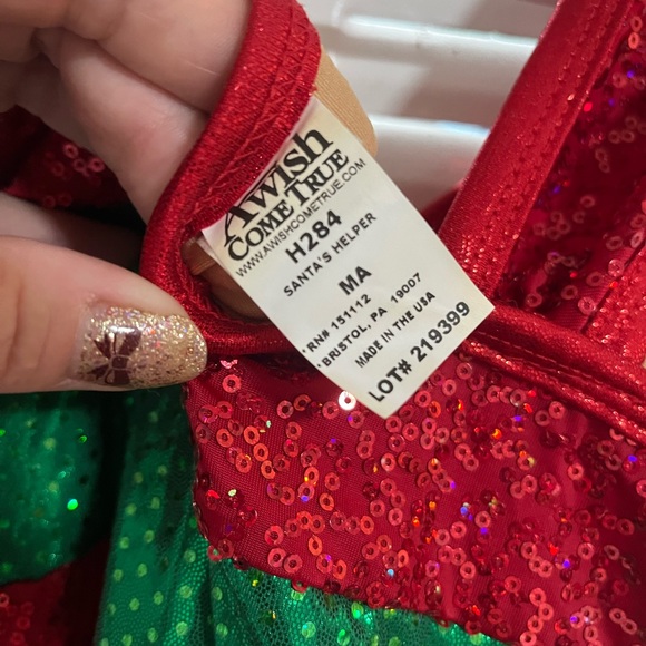 Wish Red and Green Sequin Dress dance costume - Picture 3 of 3